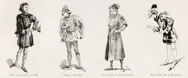 1893年2月19日XX、N。8、N. 8、LIllustrazione Italianaからのヴェルディ作のオペラFalstaffの衣装